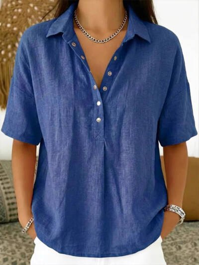 Single-breasted Lapel Shirt E-commerce Bestseller Womens Solid-color Casual Wear