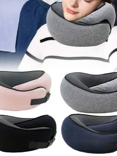 Soft Memory Foam Travel Neck Pillow U Shape Adjustable Support Comfortably Sleeping On Plane Car Office Noon Break