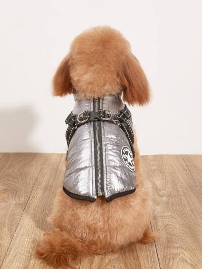 Pet Warm Dog Cotton-padded Clothes Fleece-lined Thickened Reflective Gallus