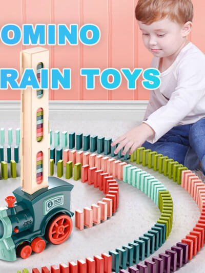 Domino Train Toys Baby Toys Car Puzzle Automatic Release Licensing Electric Building Blocks Train Toy