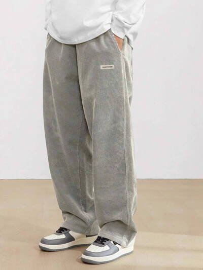 Men's Drawstring Trousers Casual Loose-fitting Pockets Straight Pants Sports Clothing