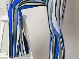 Striped High Waist Flared Leg Pants