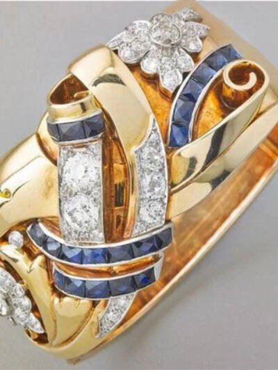Retro Hollow Ring European And American Exaggerated Flower-shaped Zircon