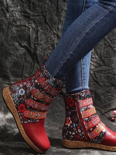 Women's Embroidered Ethnic Boho Flat Boots