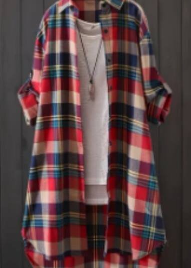 Stylish Plaid Print Womens Shirt - Classic Polo Collar With Button Closure - Long Sleeve Casual Wear For Spring & Fall - A Wardrobe Staple For Trendy Ladies