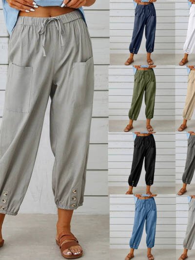Women's Casual Nine-point Pants Wide Leg