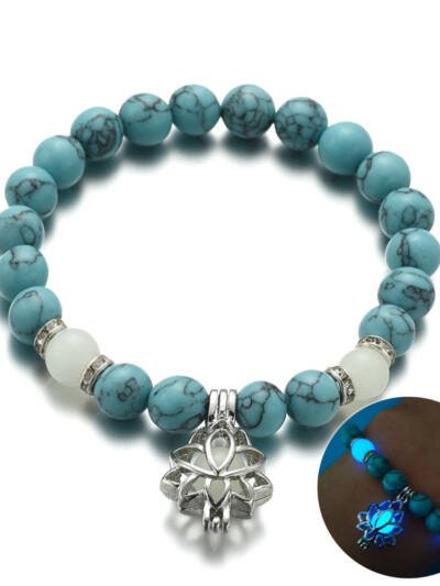 Energy Luminous Lotus Natural Stone Bracelet Yoga Healing Luminous Glow In The Dark Charm Beads Bracelet For Men Women Prayer Buddhism