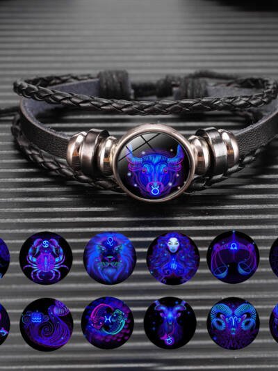 12 Zodiac Constellation Bracelet Luminous Braided Design Bracelet For Men Women Kids