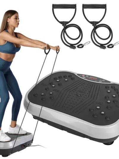 Vibration Exercise Machine With Resistant Bands Remote Control Whole Body Vibration Platform Workout Equipment Home Fitness Training Equipment For Weight Loss Fat Burner