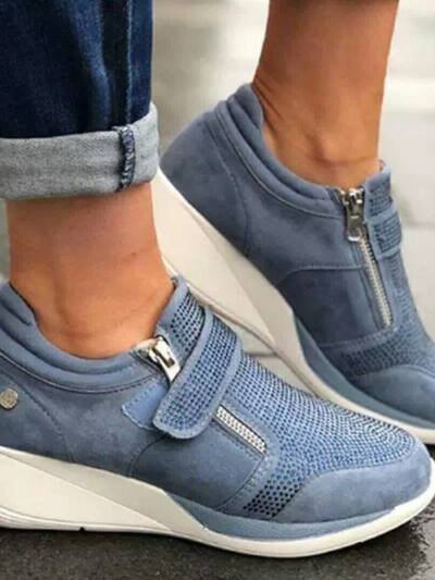 European And American Lightweight Thick Sole Heightening Velcro Sports Sneakers