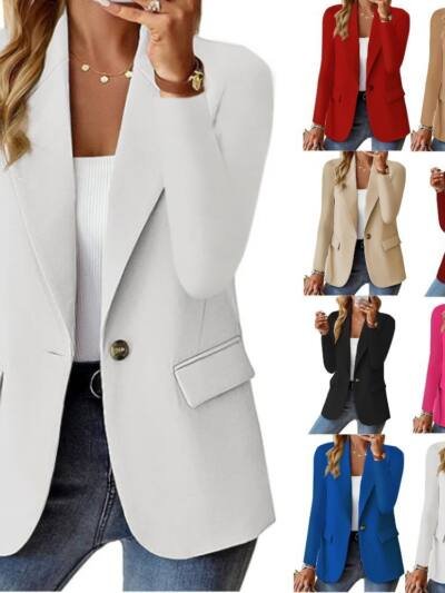 Ins Lapel Button Jacket Fashion Commuter Casual Suit Jacket Women's Long-sleeved Tops Outwear Clothing