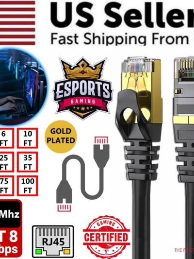 Cat 8 Ethernet RJ45 Cable Super Speed 40Gbps Patch LAN Network Gold Plated Lot