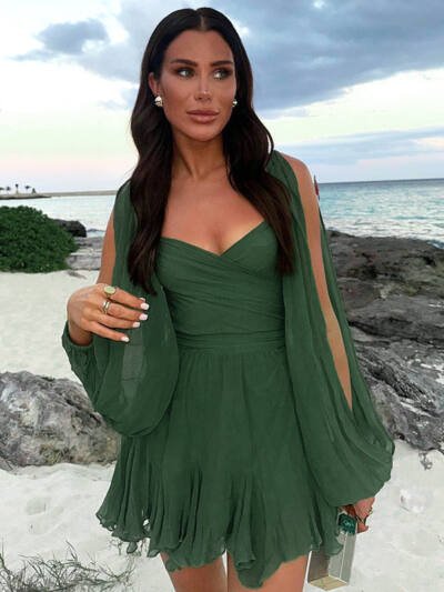 Women's Solid Color Slim Fit Short Dress
