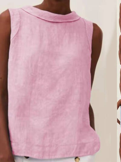 Summer Tank Vest Casual Solid Color Round Neck Pullover Sleeveless Top For Women Clothing