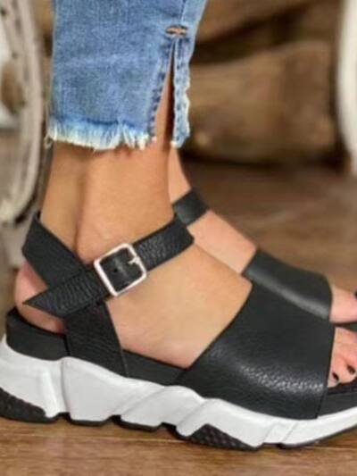 Casual Fashion Leopard Print Platform Roman Sandals