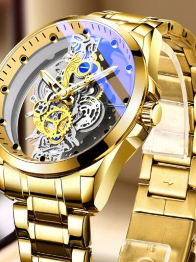 Men Watch Skeleton Automatic Quartz Watch Gold Skeleton Vintage Man Watch Mens Watches Top Brand Luxury