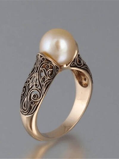 Inlaid Imported Artificial ABS Pearl Ring