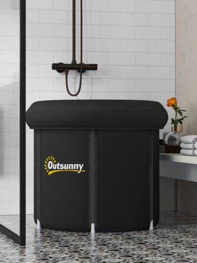 Cold Plunge Tub, Portable Ice Bath Cold Water Therapy Tub with Thermo Lid, for Athletes Recovery, Black