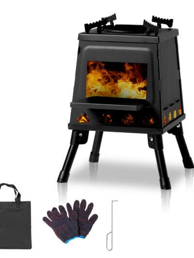 Wrought Iron Panel 27x27x34cm Black Detachable Piece Portable Camping Stove