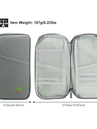 1Pc Travel Passport Wallet 12Cells Ticket ID Credit Card Holder Water Repellent Documents Phone Organizer Zipper Case Business Trip Daily Use