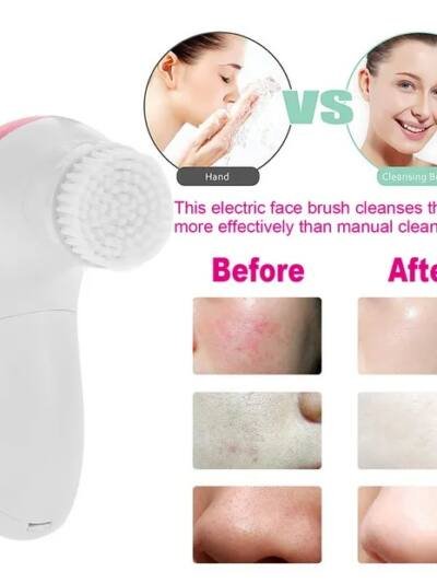 Facial Cleansing Brush Waterproof Face Spin Cleaning Brush With 5 Brush Heads