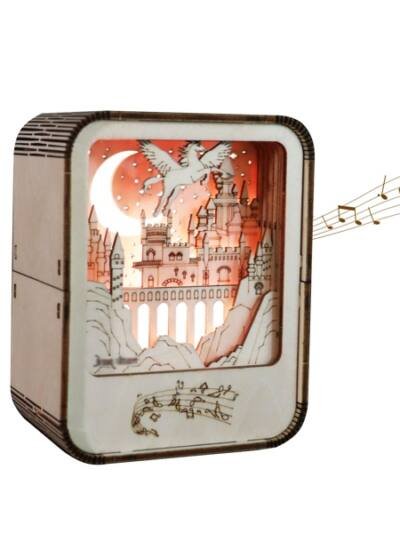 Music Park 3D Wooden Puzzles Castle Music Box Night Light DIY Crafts Model Kits Birthday And Christmas Gifts