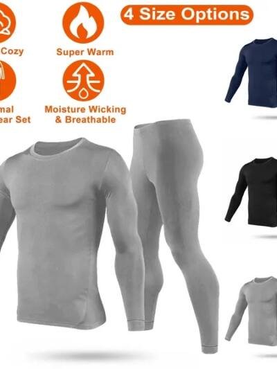 Men Thermal Underwear Set Long Johns Pants Long Sleeve Soft Underwear Kit Top Bottom Winter Sports Suits
