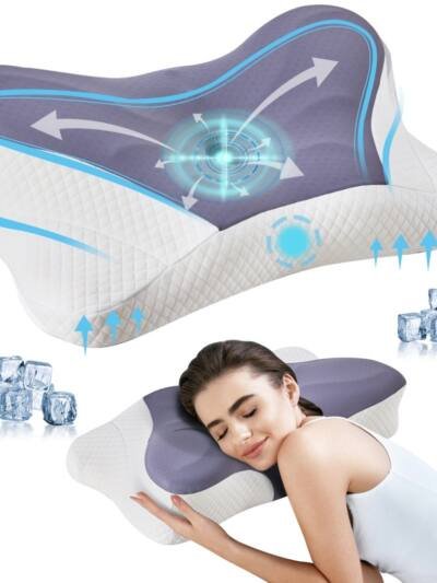 Cervical Neck Pillow, Cooling Ergonomic Memory Foam Pillows  Dual Height Orthopedic Support Contour Pillow For Side