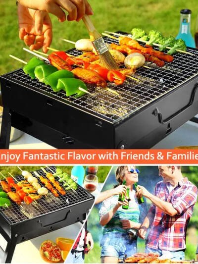 Foldable Smoker Grill Portable Lightweight BBQ Charcoal Grill For Camping Picnics Garden Grilling RV Travel
