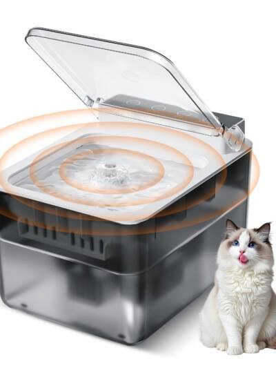 Wireless Charging Battery Driven 304 Stainless Steel Cat Automatic Induction Pet Water Fountain