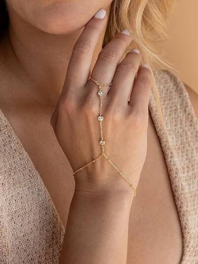 Hand Chain Bracelet For Women, Ring Bracelet, Gold Finger Hand Chain Trendy Dainty Bead Boho Jewelry