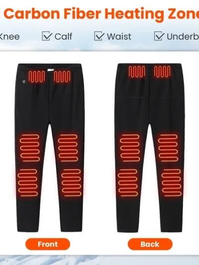 Winter Heated Pants For Men Women With 12 Heating Zones 5V USB Powered Heating Trouser With 3 Heating Levels Machine Washable For Outdoor Winter Activities Unisex