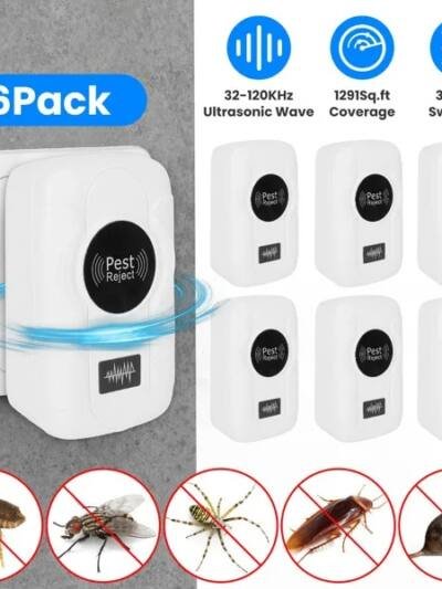 6-Pack Ultrasonic Insect Repellent - Dual Sound-Wave Tech