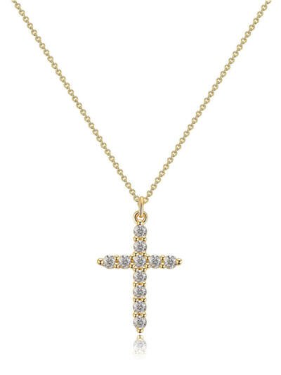 COLORFUL BLING Dainty Cubic Zircon Cross Necklace Sideways Pendant Necklace For Women Gold Silver Cross Jewelry