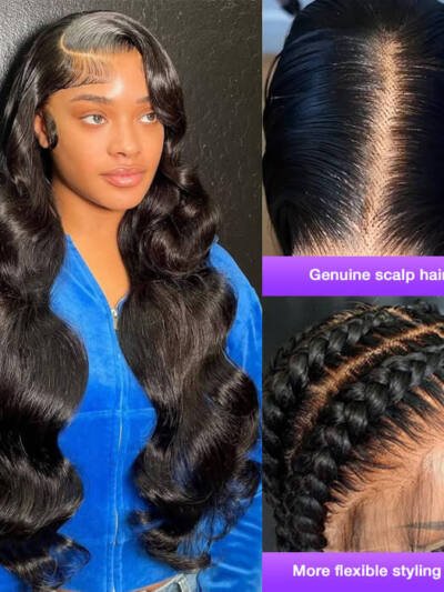 13x4 Lace Front Human Hair Wigs Natural Color Body Wave Density