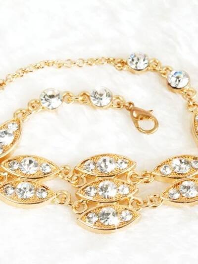 Noble Burnished Gold Bling Rhinestone Bracelet