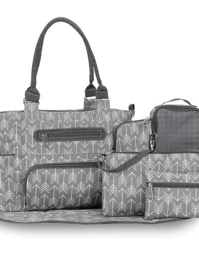 8Pcs Baby Nappy Diaper Bags Set For Mom Dad Mummy Handbags Multifunctional Diaper Changing Bags With Bottle Bag Mesh Bag Purse Diaper Pad 2 Burp Cloths 2 Hook Straps
