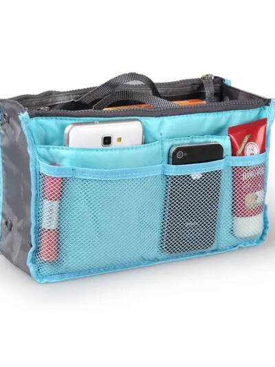 Women Lady Travel Insert Handbag Organiser Makeup Bags Toiletry Purse Liner W Hand Strap