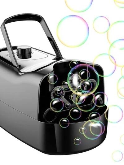 Bubble Maker Automatic Bubble Blower Portable Bubble Blowing Machine With 2 Speeds Handle 3000-4000 Bubbles Per Minute Plug-In Battery Powered