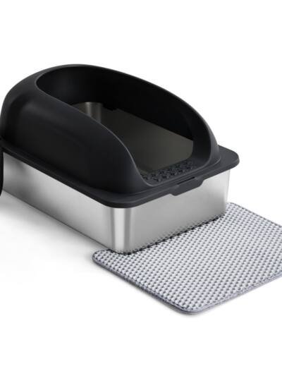 Stainless Steel Cat Litter Box With Lid, Large Cat Litter Box For Big Cats, Scoop And Mat Included
