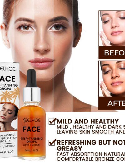 EELHOE Facial Tanning Essence For Achieving A Natural And Stylish Wheat Color Or Bronzed Skin Tone, Providing Hydration And Enhancing The Beauty Of The Skin Without The Need For Sunbathing