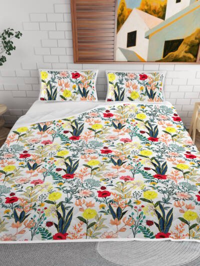 Floral Quilt 3 Pieces Microfiber Quilt Sets Lightweight Bedspreads Botanical Coverlets Quilt Bedding Set All Season Quilts