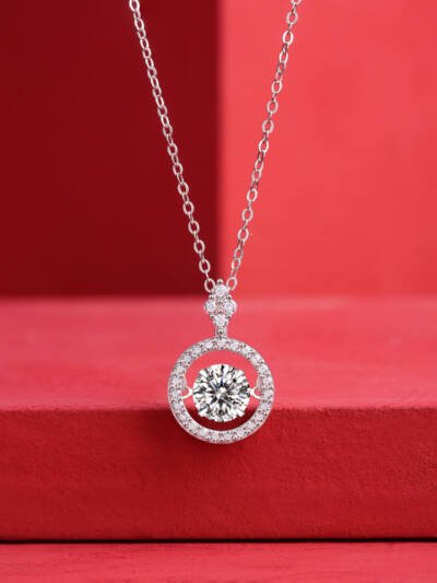 1Touch - A Fashionable And Trendy Jewelry Necklace Pendant Set With 1-carat Moissanite S925 Sterling Silver And Platinum Plating Prohibit Tk Sales