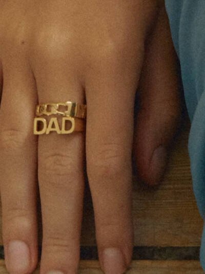 Letter Seal Titanium Steel Plating 18K Gold Ring
