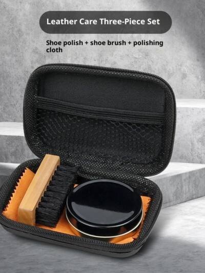 Leather Shoes Care Cleaning Black Colorless Maintenance Oil Shoe Brush Shoe Set