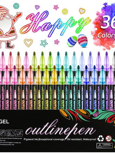 Double Line Outline Pen 24 Color Suit Dream Color Mark Fluorescent Marker