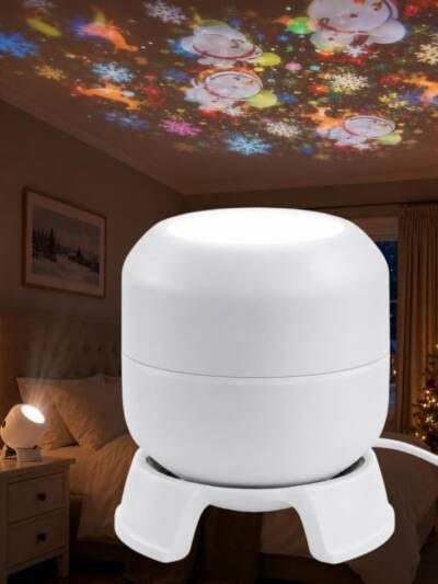 Christmas Projector Light, USB Powered Rotating LED Lamp Rotating Christmas Projection With Snowmen, Snowflakes And Reindeer, USB Powered For