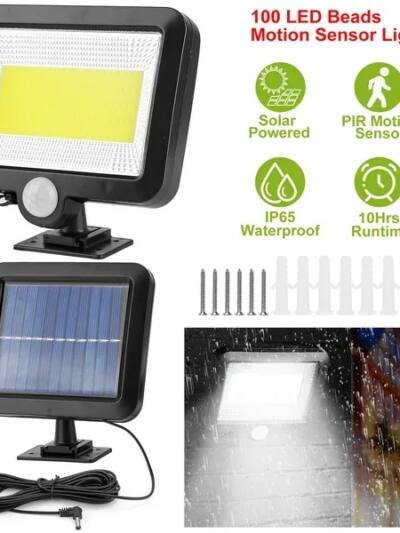 Solar Powered Wall Lights Outdoor 100 LED Beads Motion Sensor Lamp IP65 Waterproof Dusk To Dawn Sensor Light