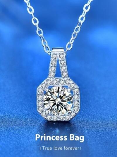 Moissanite S925 Sterling Silver Necklace For Women All-match Niche High Sense