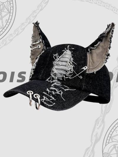 Distressed Washed Denim Baseball Cap